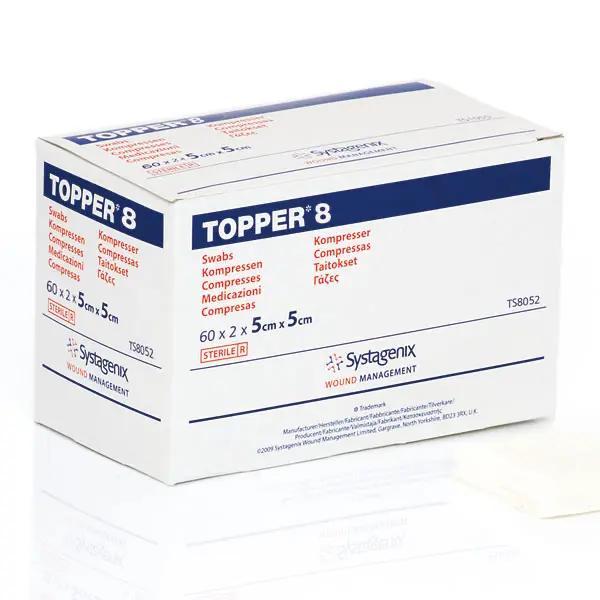 Topper 8 - Mehrzweckkompressen, steril, 65% Zellulose/Viskose und 35% Polyester (SSB-fähig)