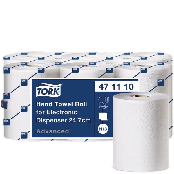 Tork Advanced Rollenhandtuch, 6 Rollen - weiß, 2-lagig, 24,7 cm x 143 m, für H13-System