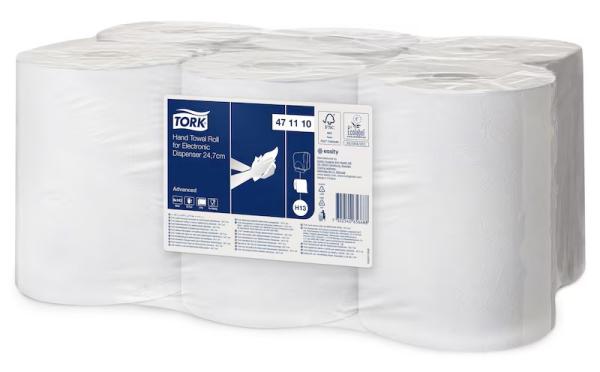 Preview: Tork Advanced Rollenhandtuch, 6 Rollen - weiß, 2-lagig, 24,7 cm x 143 m, für H13-System