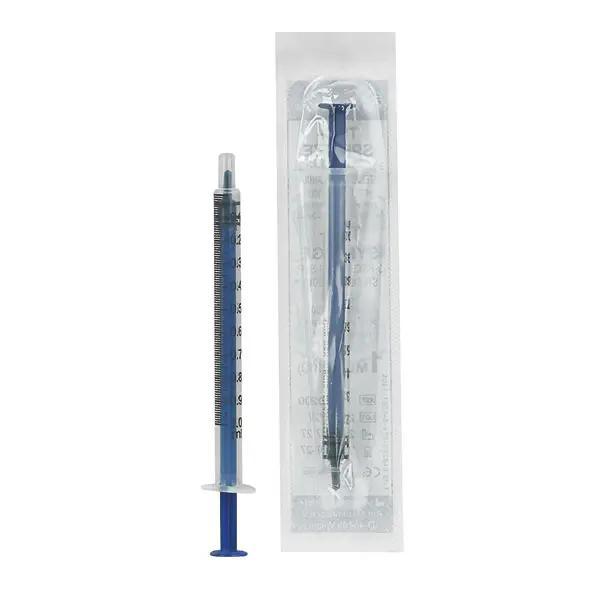 Tuberkulinspritzen 1 ml - Mit blauem Kolben, latexfreiem Dorn und schwarzer Graduierung