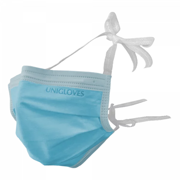Unigloves OP-Mundschutz-Basic - 50 Stück 3-Lagig Typ II R zum Binden Formbarer Nasenbügel