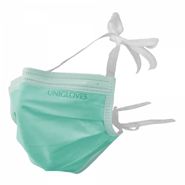 Preview: Unigloves OP-Mundschutz-Basic - 50 Stück 3-Lagig Typ II R zum Binden Formbarer Nasenbügel