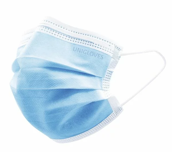 Preview: Unigloves Profil plus Mundschutz  - latexfrei mit Ohrschlaufen, EN14683, TYP - II R