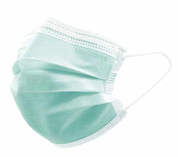 Preview: Unigloves Profil plus Mundschutz  - latexfrei mit Ohrschlaufen, EN14683, TYP - II R