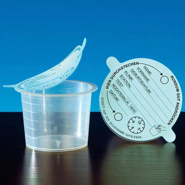 Urinbecher mit Klebedeckel - Auslaufsicher, Keimreduziert, Geruchsdicht, Graduiert