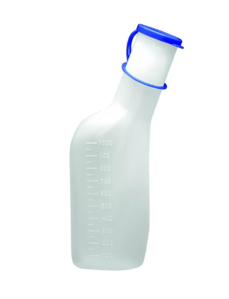 Urinflasche Kunststoff für Männer - Mit Skalierung und Clip-Verschluss, 1 Liter