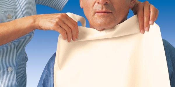 Preview: ValaFit Band - Einmal-Schutzlätzchen 3-lagig 38 x 70 cm zum Zusammenbinden im Nacken 