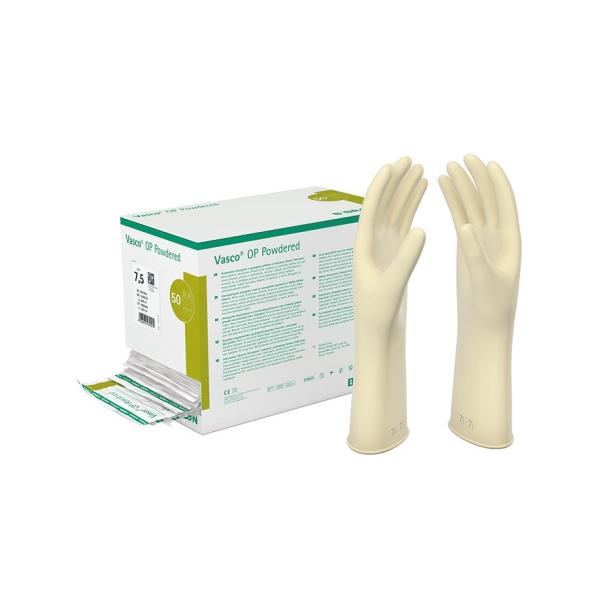 Vasco OP Powdered PO-Handschuhe Latex, steril - 50 Paar, naturweiß, leicht gepudert