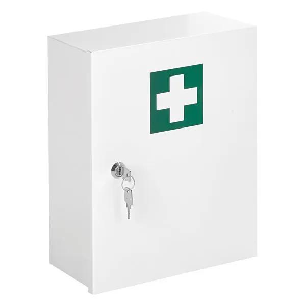 Preview: Verbandschränke leer - Aus weißem Stahlblech gefertigt mit verstellbaren Böden, 2 Größen