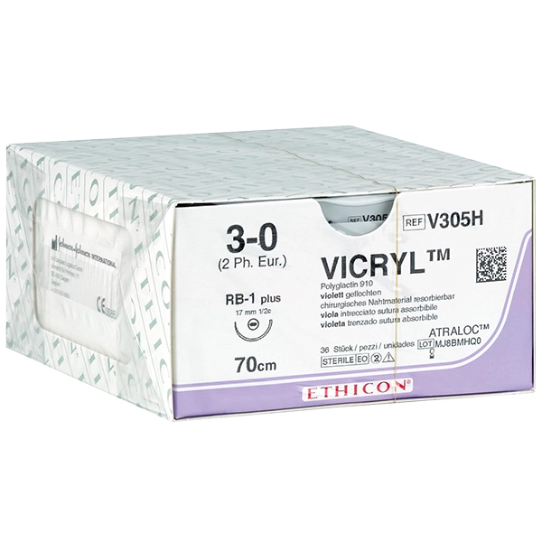 Vicryl Ethicon -  ungefärbt geflochtener Synthetikfaden, resorbierbar - 45 cm