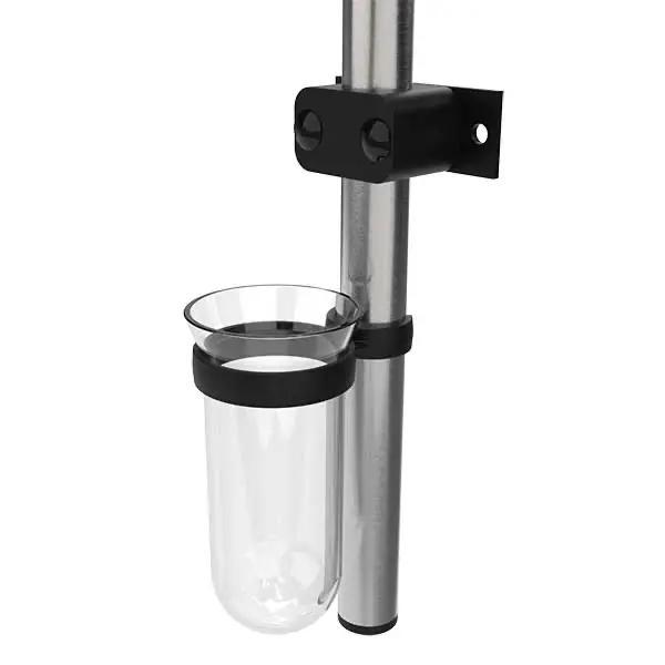 Preview: Wand-Infusionshalter gebogen - Edelstahl/Aluminium, 4 Infusionshaken, mit Zubehör