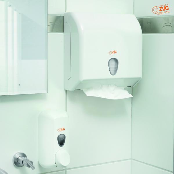 Preview: zetMatic Falthandtuchspender Economy klein - Abschließbar mit Sichtfenster max. 350 Blatt