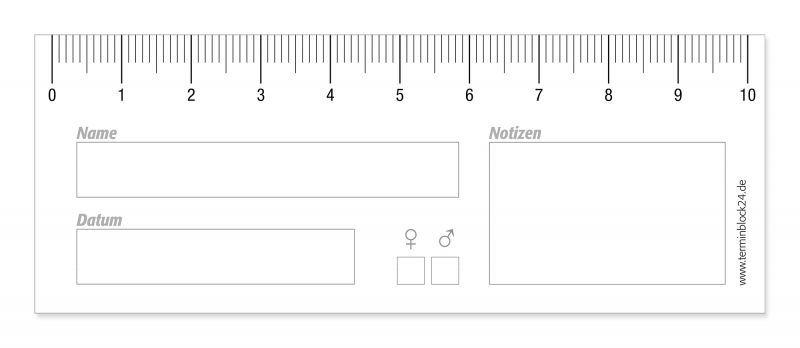 5 x 50 Blatt Haftnotiz-Wundlineal 10 cm - Dokumentation des Wundverlaufes von Patienten