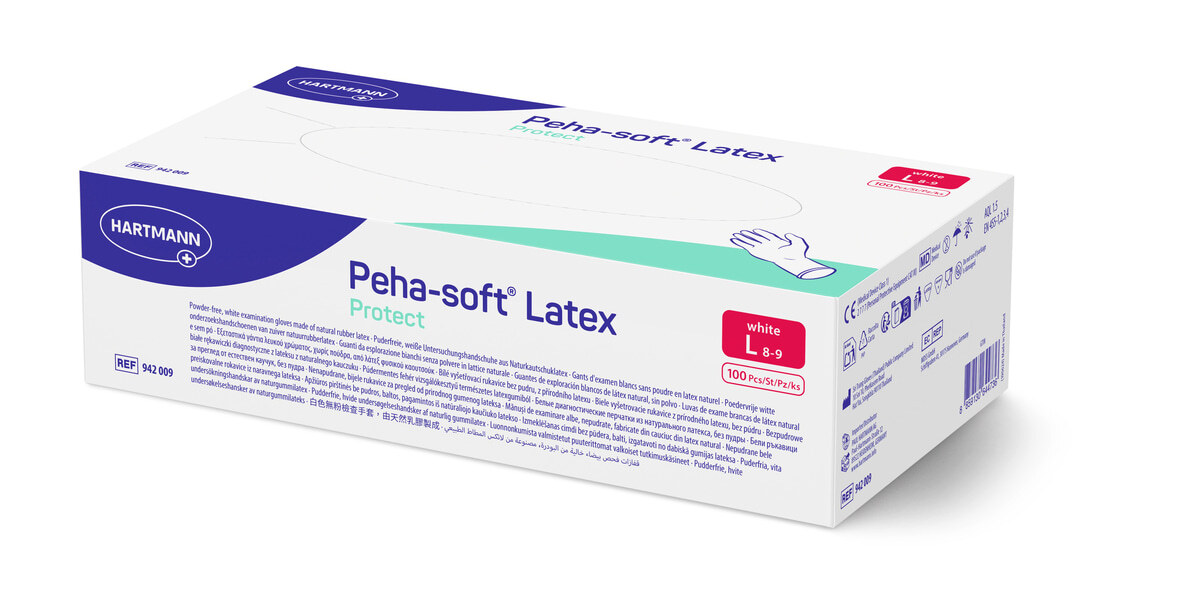 Peha-Soft Latex Protect, unsteril - Einmal-Untersuchungshandschuhe, puderfrei . Größe L