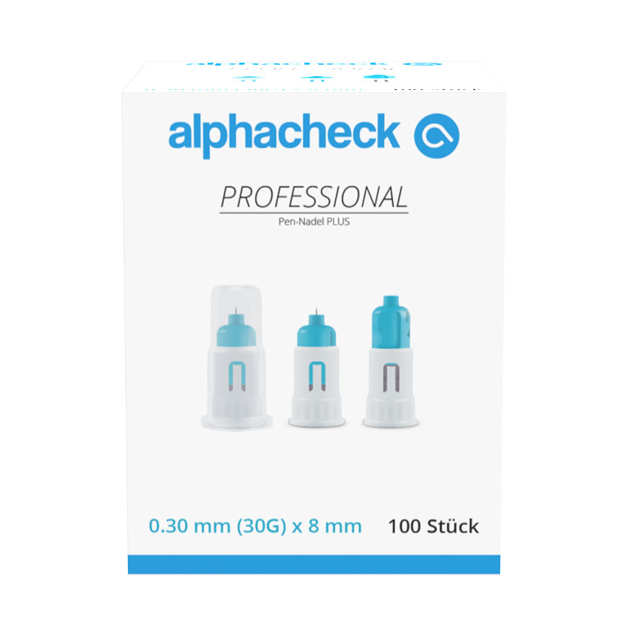 alphacheck professional Pen-Nadeln PLUS 30 G x 8 mm - Passend für alle gängigen Pens