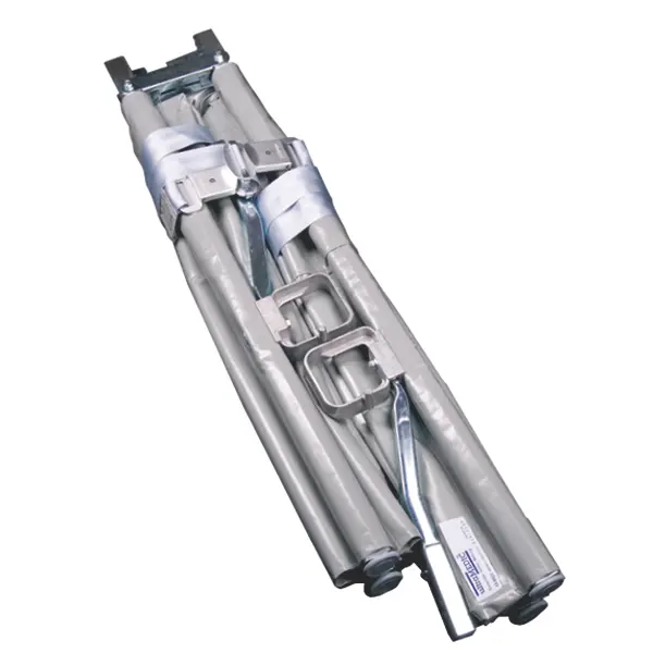 Aluminium-Krankentrage nach DIN 13024 K, 2 Gleitfüße, 2 Rollenfüße, Kunststoffbezug