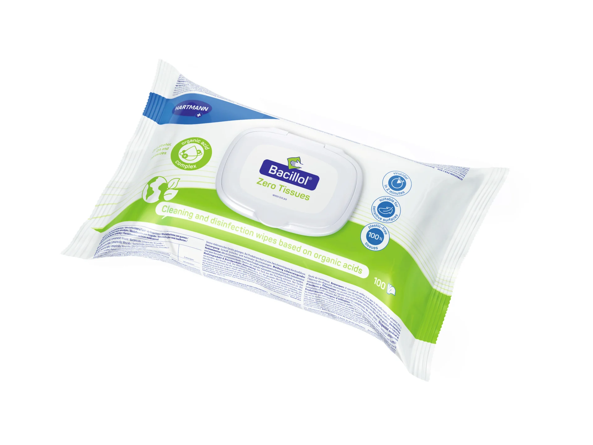 Bacillol Zero Tissues - nachhaltige Flächen-Desinfektionstücher, Materialschonend
