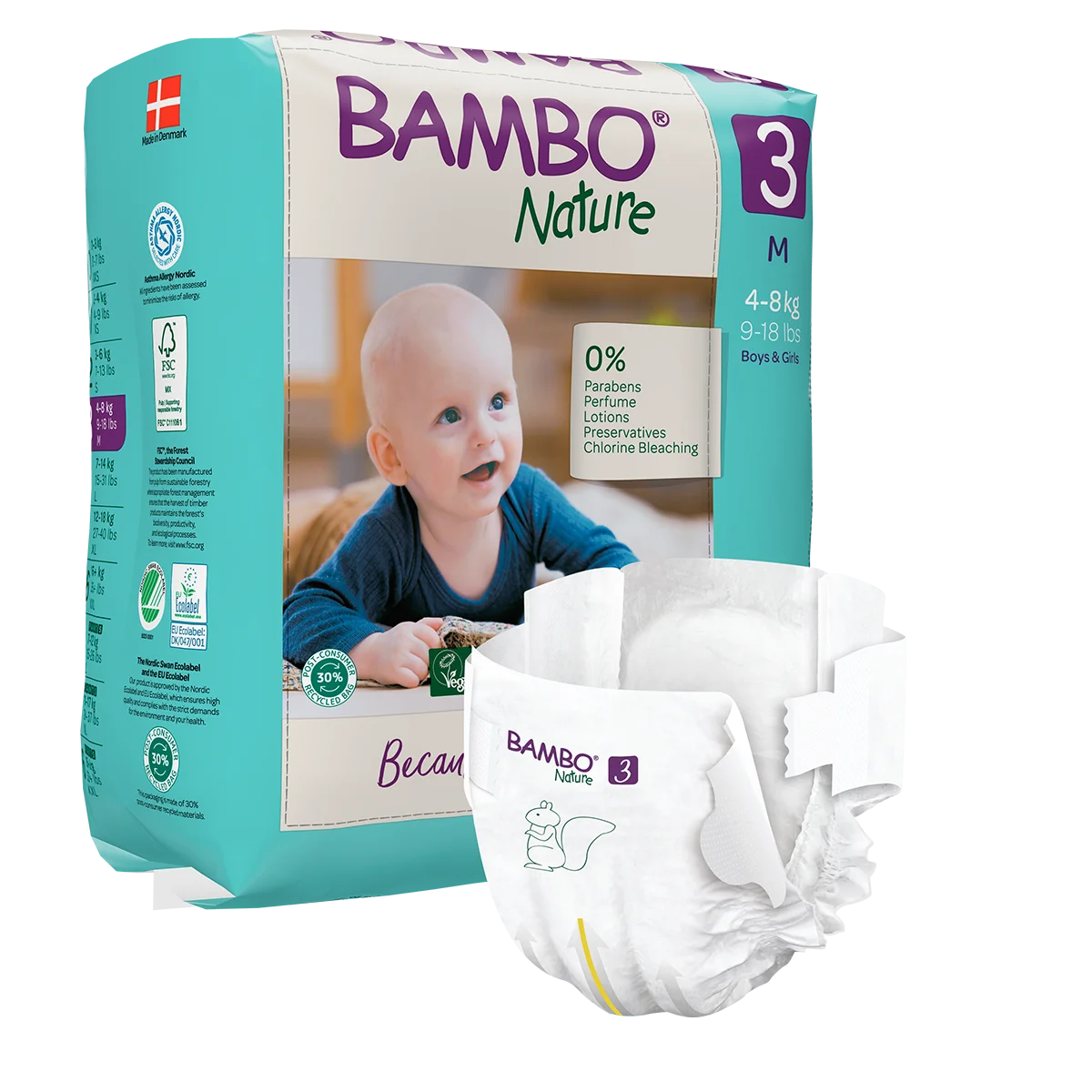 BAMBO Nature Windeln - Weich, bequem und selbst für empfindlichste Haut geeignet (SSB-fähig)