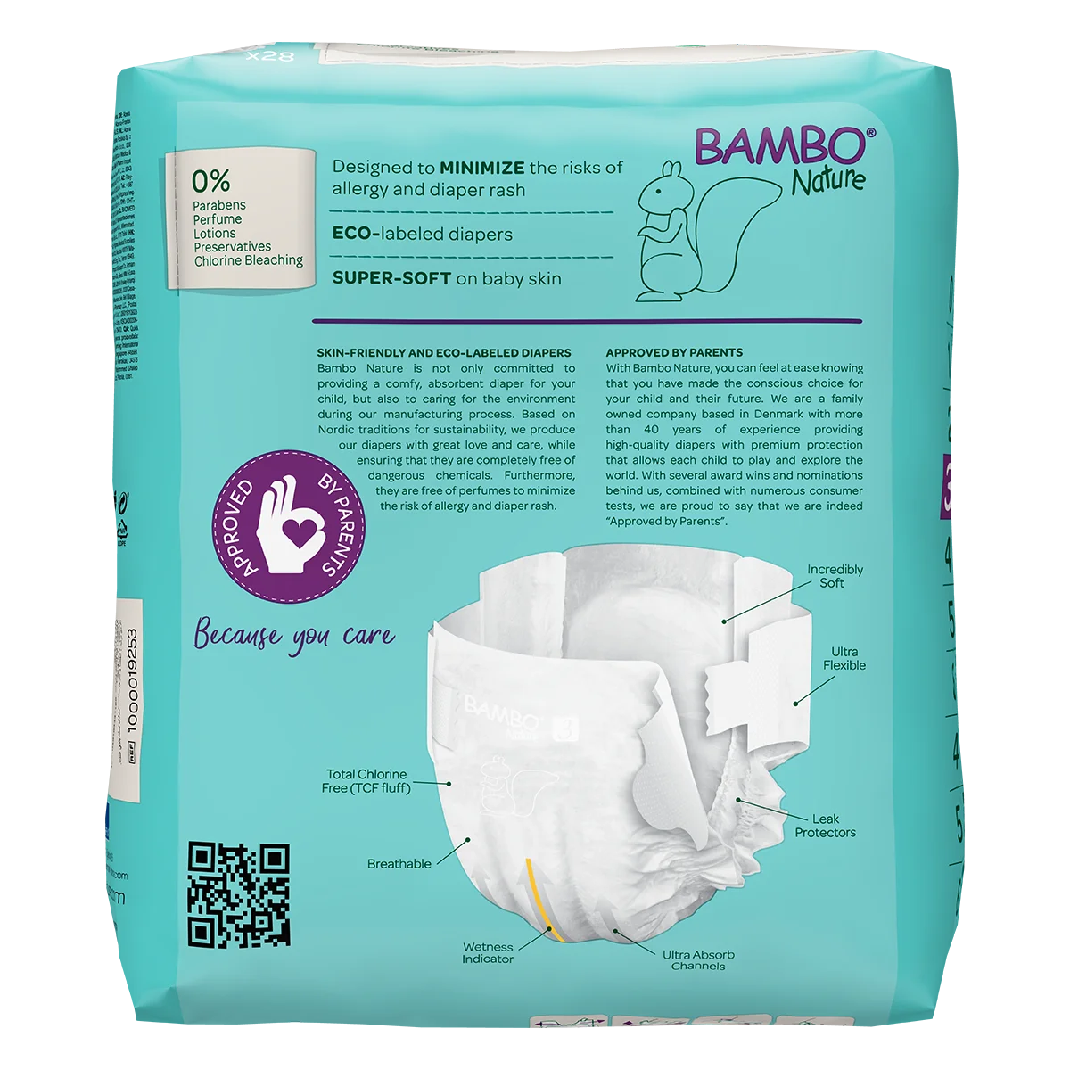 BAMBO Nature Windeln - Weich, bequem und selbst für empfindlichste Haut geeignet (SSB-fähig)
