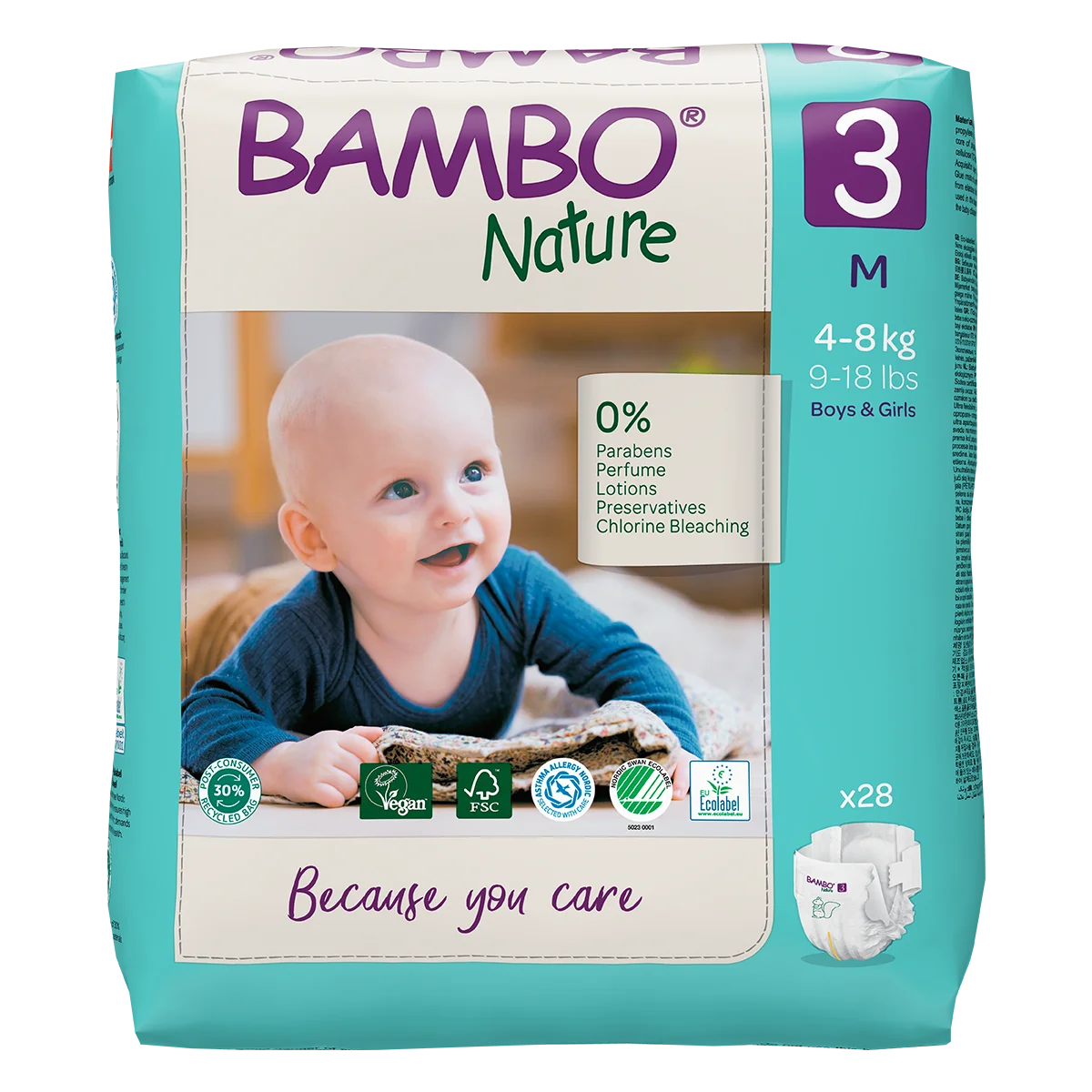 BAMBO Nature Windeln - Weich, bequem und selbst für empfindlichste Haut geeignet (SSB-fähig)