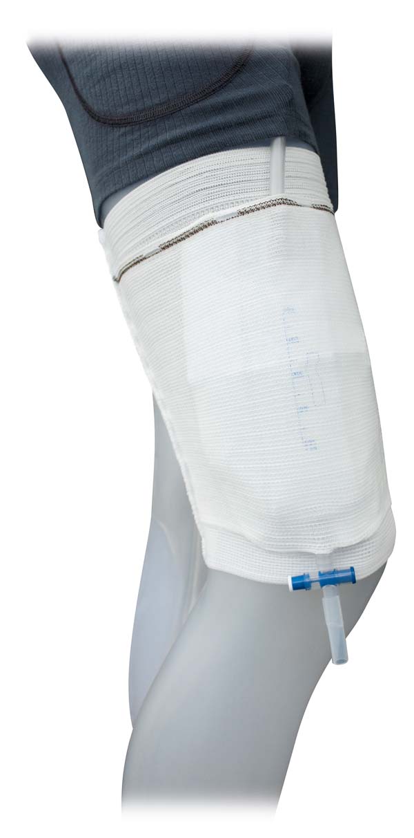 Beinbeutelfixierstrumpf mit integrierter Beinbeuteltasche - Aus weich geripptem Elasthan