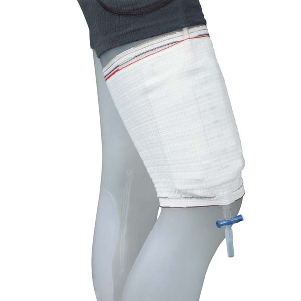 Beinbeutelfixierstrumpf mit integrierter Beinbeuteltasche & breitem seitl. Klettverschluss
