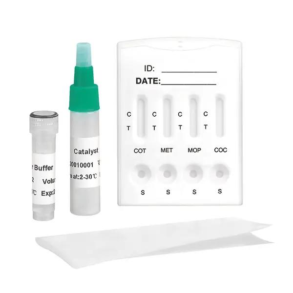 Cleartest Drogentest Haare - 4-in-1 (Cotinin, Metamphetamin, Morphin, Kokain), Zeit: 5 Min - Pack 5 Teste