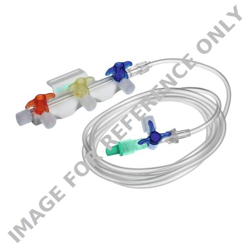 Discofix C Hahnbank 3-fach mit Verlängerung 180cm und Dreiwegehahn - arzneimittelbeständig