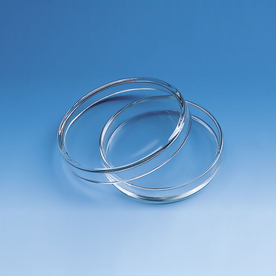 Doppelschale nach Petri - Ø 8cm, Rand 1;5 cm hoch, Glas hitzebeständig, transparent