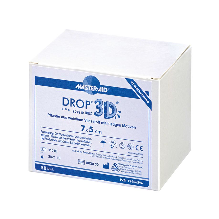 Drop 3D boys and girls Wundverband - 50 Pflaster für Kinder, 5 x 7 cm (SSB-fähig)