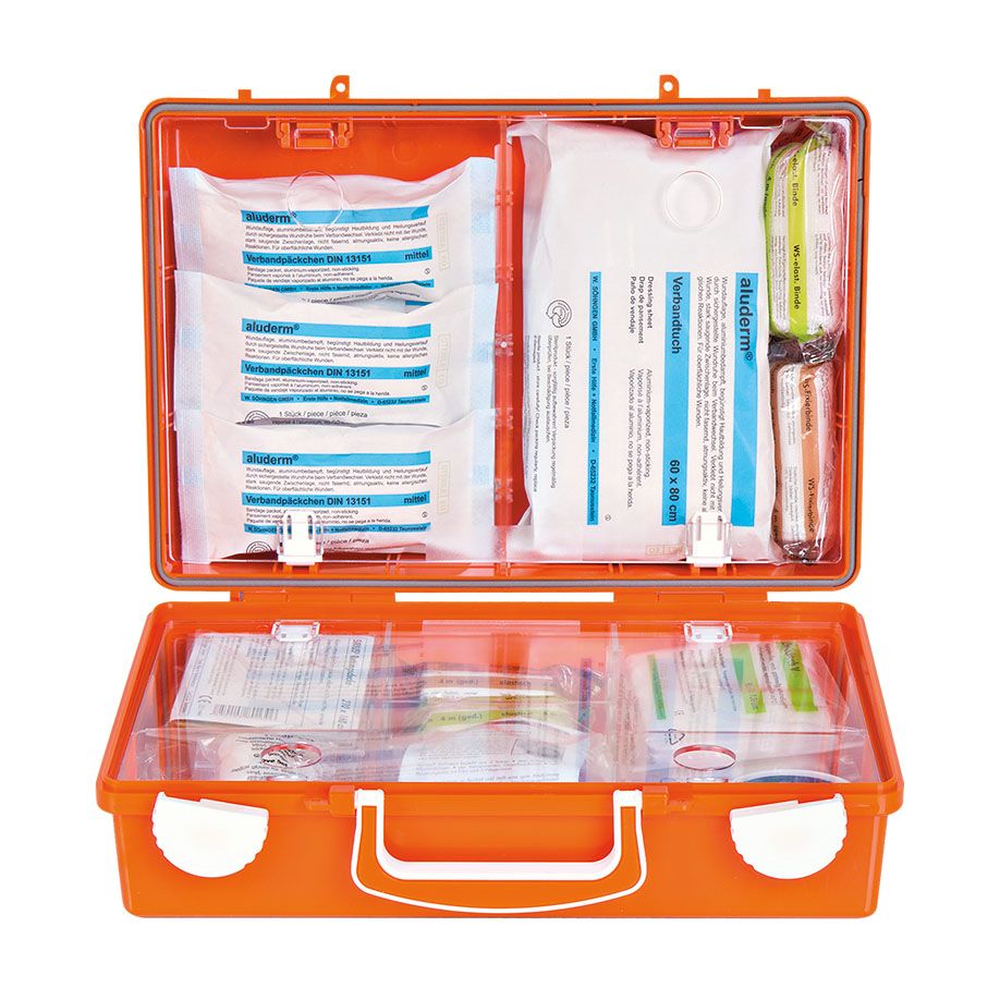 Erste-Hilfe Koffer SN-CD Norm mit Füllung Norm DIN 13157 - orange, ABS-Kunststoff