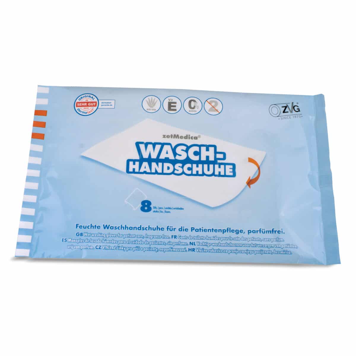 Feuchte Einmal-Waschhandschuhe - Weißer Vliesstoff mit Aloe Vera
