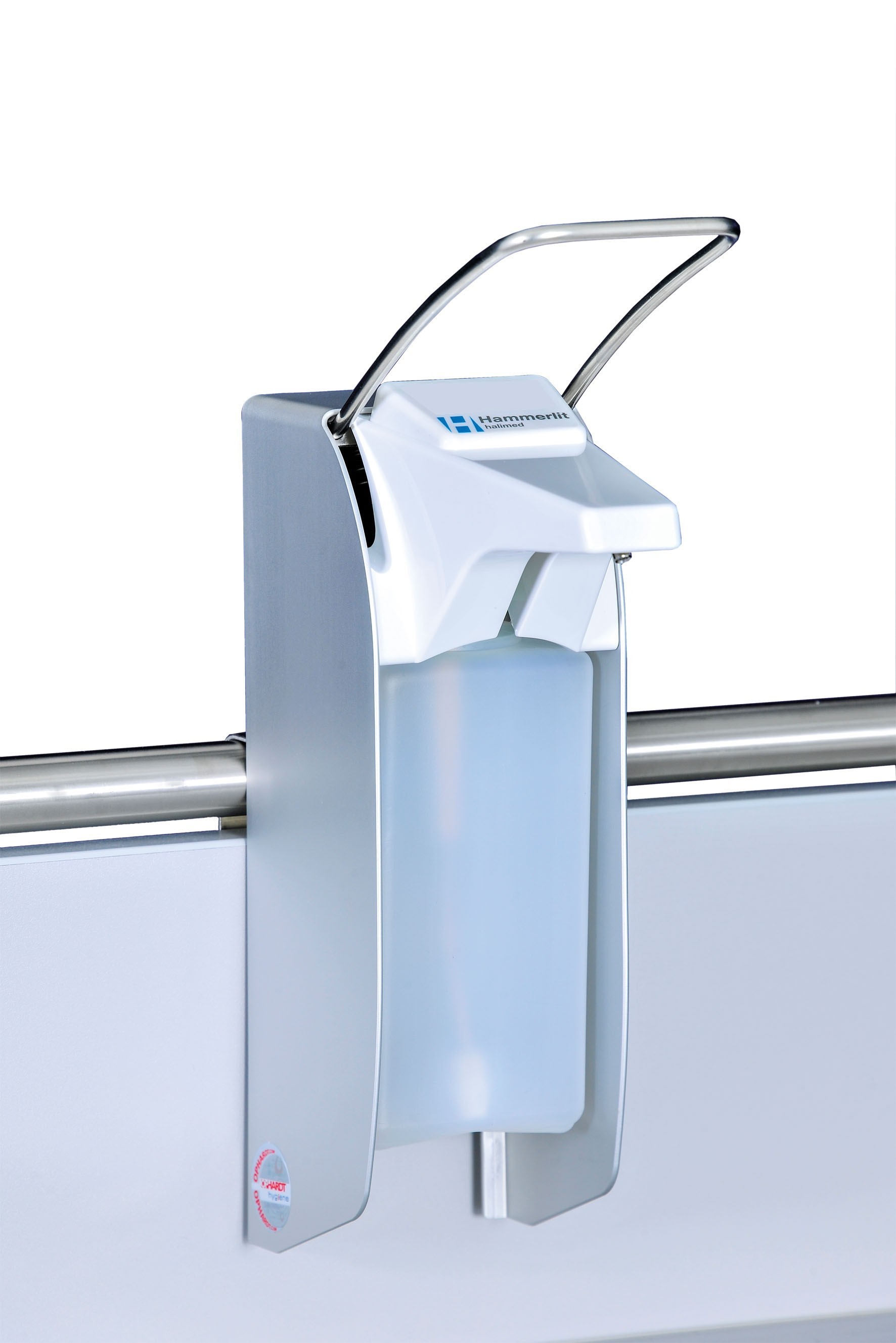 Halimedspender 500 ml - Desinfektionsmittelspender für Etagenwagen mit kurzem Hebel