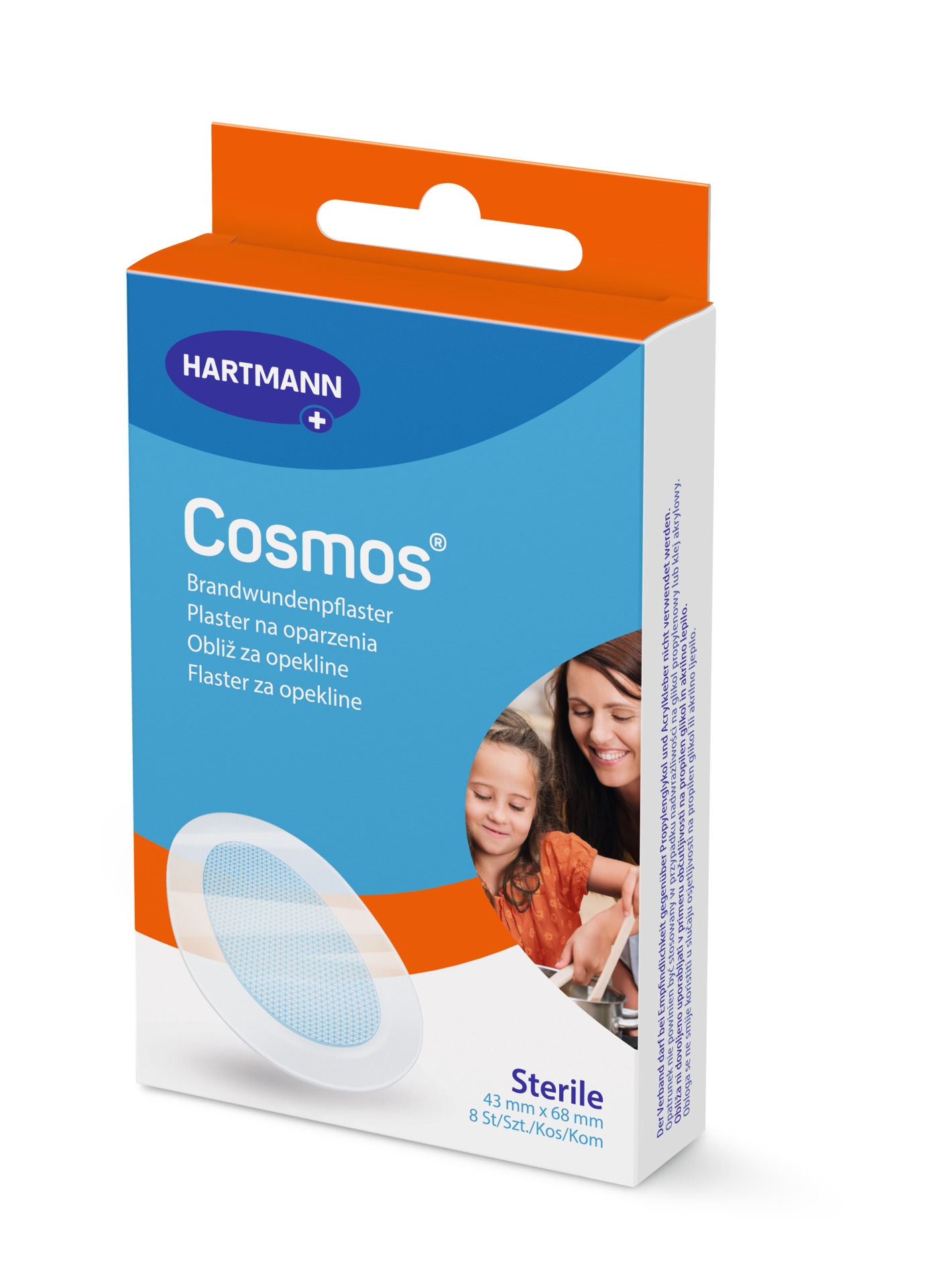 Hartmann Cosmos Brandwundenpflaster Hydrogel - 8 Stück 68 x 43mm