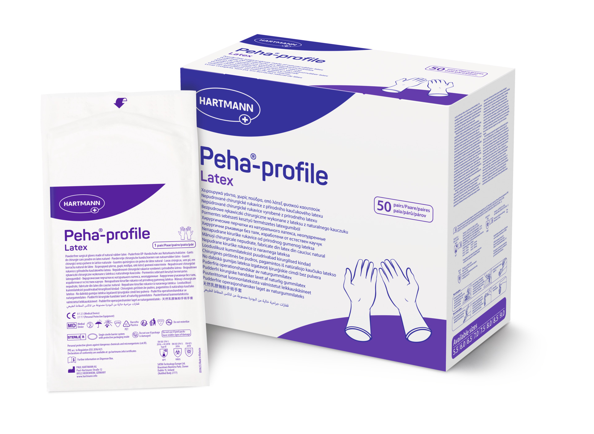 Hartmann Peha-profile latex - Sterile Einmal-OP-Handschuhe mit Polymer-Beschichtung