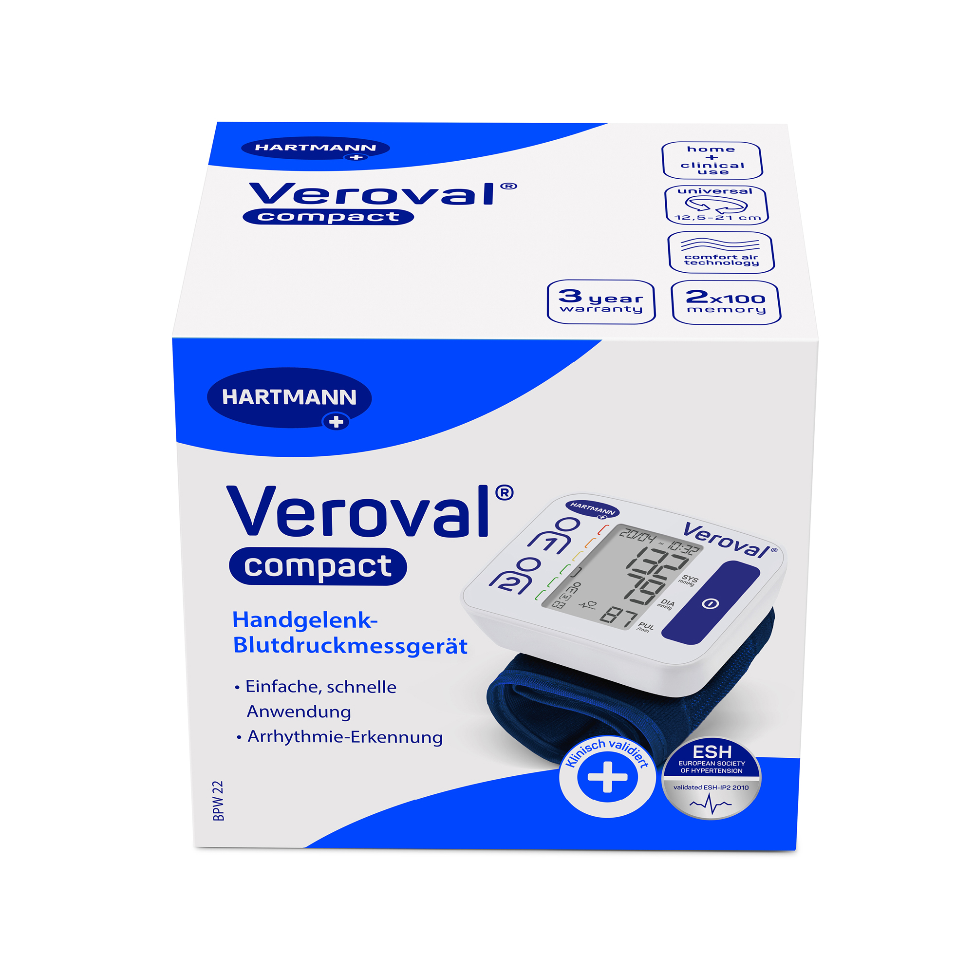 Hartmann Veroval Compact Handgelenk-Blutdruckmessgerät – Vollautomatische Messung