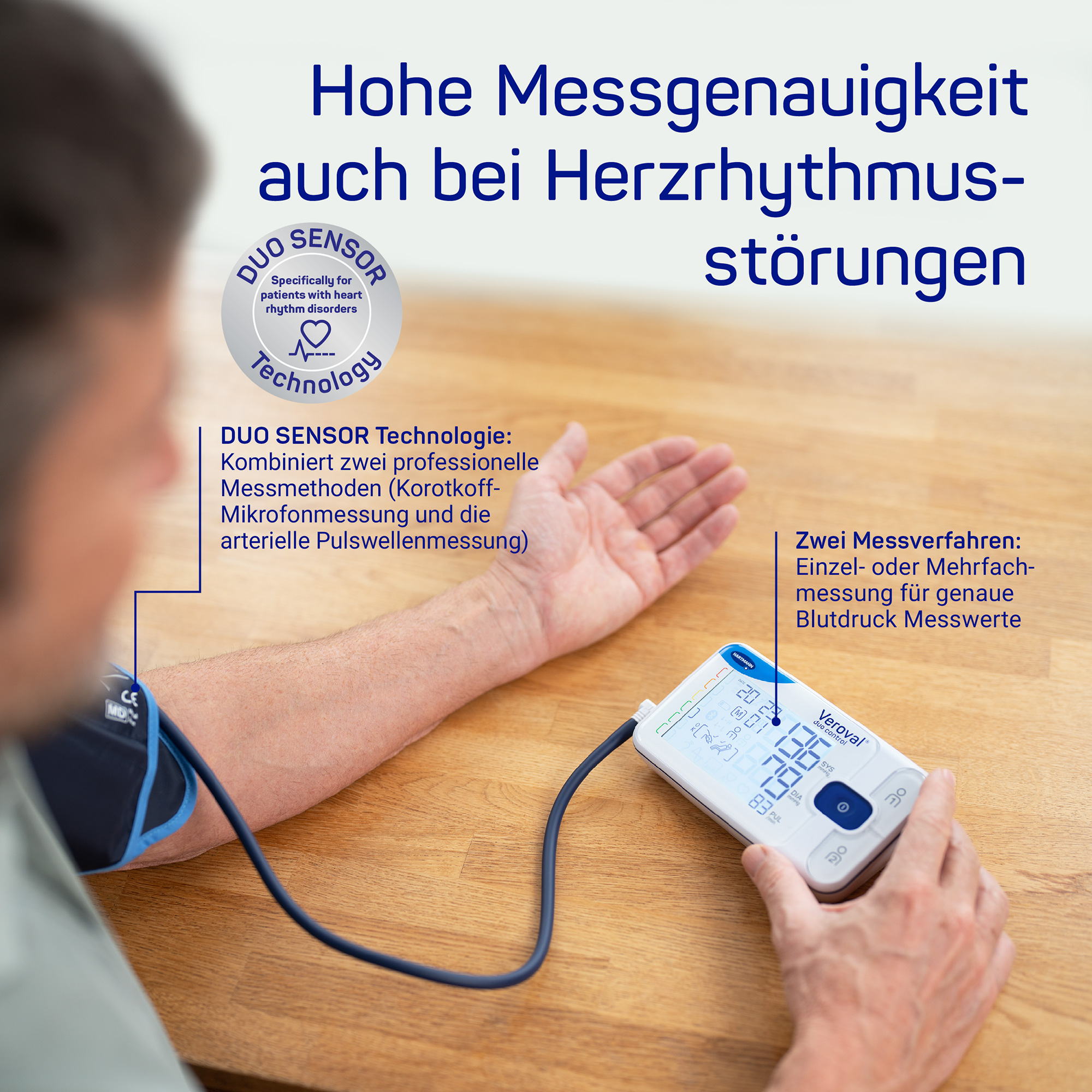 Hartmann Veroval duo control - Blutdruckmessgerät mit Bluetooth DUO SENSOR Technologie 