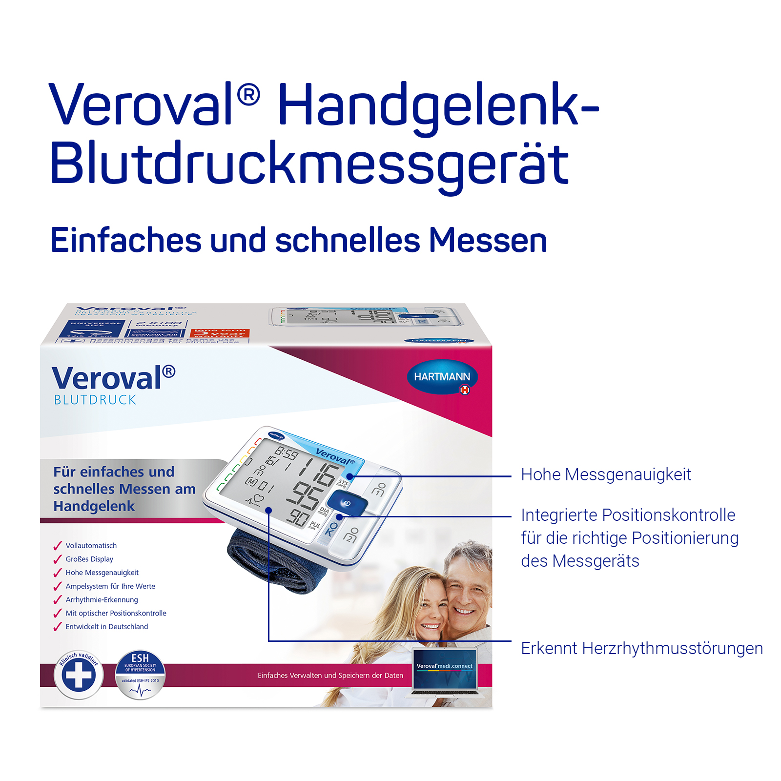 Hartmann Veroval Handgelenk-Blutdruckmessgerät - Mit großen Display