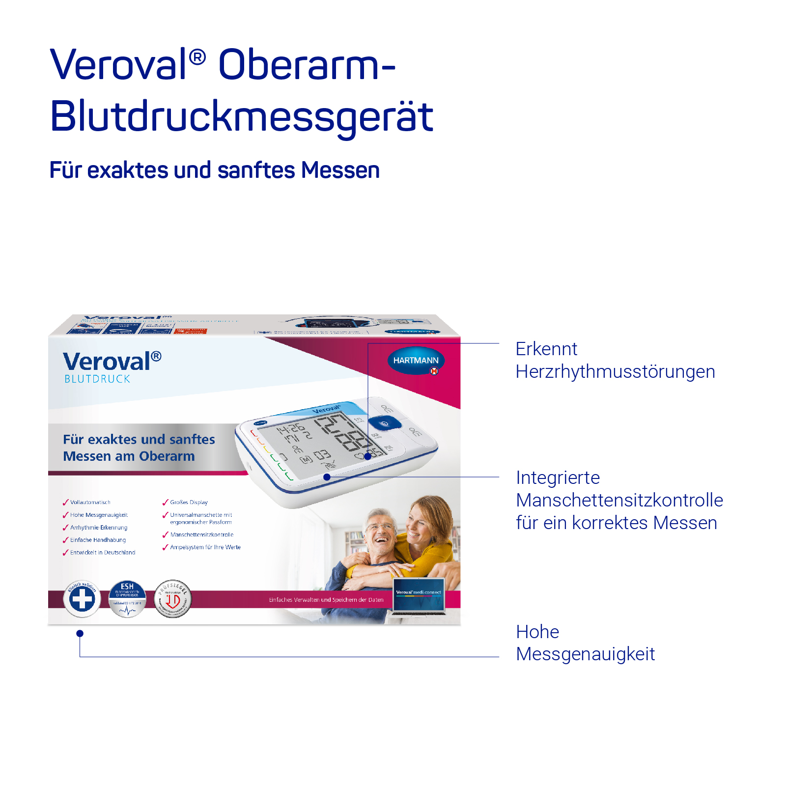Hartmann Veroval Oberarm-Blutdruckmessgerät mit Arrhythmie-Erkennung