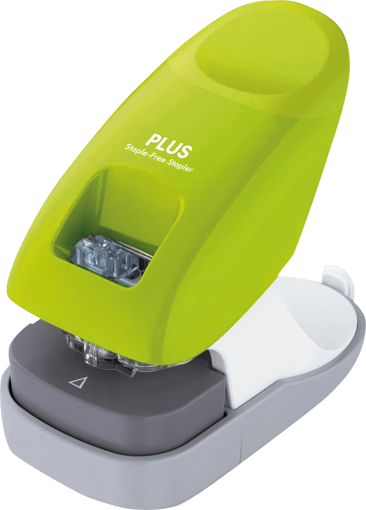 Heftgerät Plus Japan - klammerlos, Heftleistung bis 10 Blatt, Kunststoff grün