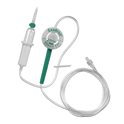 Infusionsgerät Exadrop mit Präzisions-Tropfenregler für Schwerkraftinfusionen