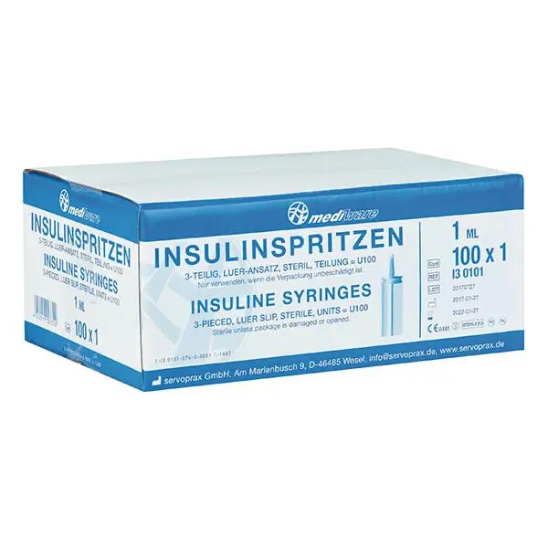 Insulinspritzen 1 ml / Teilung U 100 - Ohne Kanüle