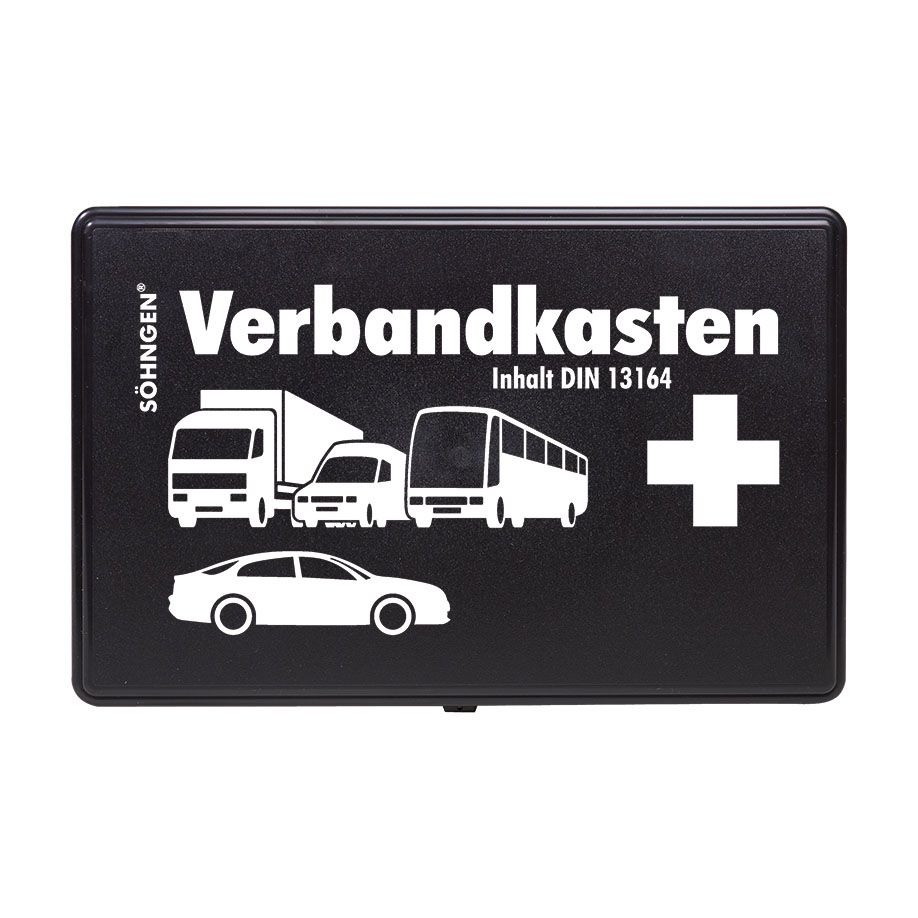 KFZ-Verbandskasten DIN 13164 - Schwarz, Mit Füllung 