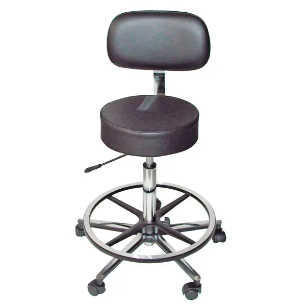 Labor-/OP-Hocker ECO mit hoher Polsterung und schwarzem Kunstlederbezug