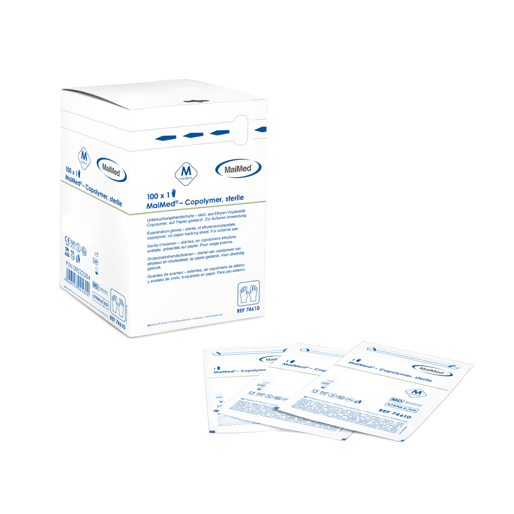 MaiMed Copolymer sterile - Transparente Einweghandschuhe, puderfrei