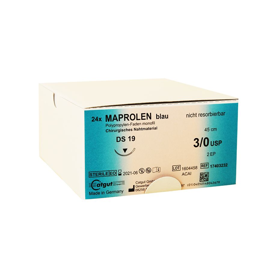 Maprolen DS19, 45 cm - Blaues monofiles nicht resorbierbares Nahtmaterial (SSB-fähig)