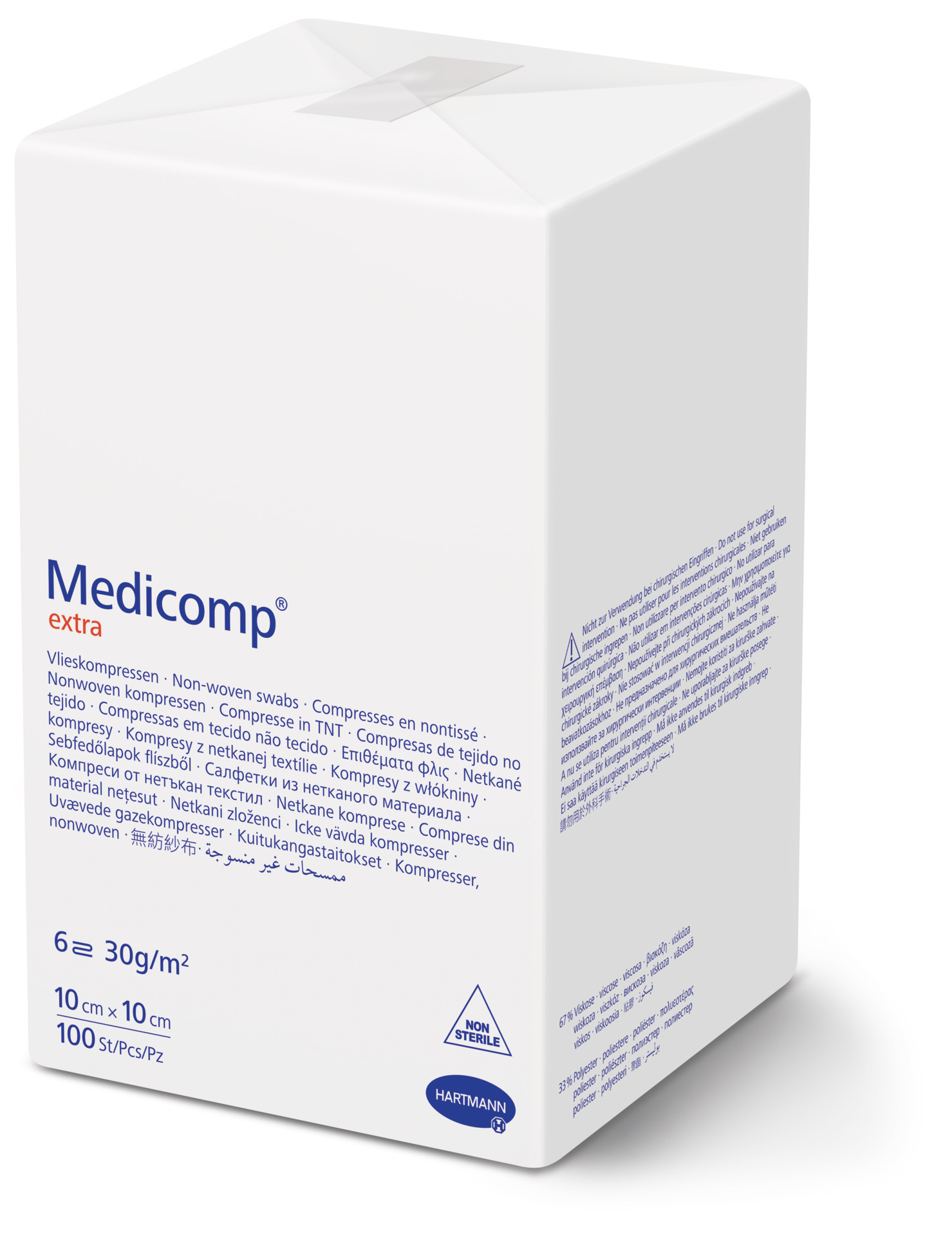 Medicomp extra - saugfähige Vlieskompressen sechsfach gelegt auseinanderfaltbar, unsteril 
