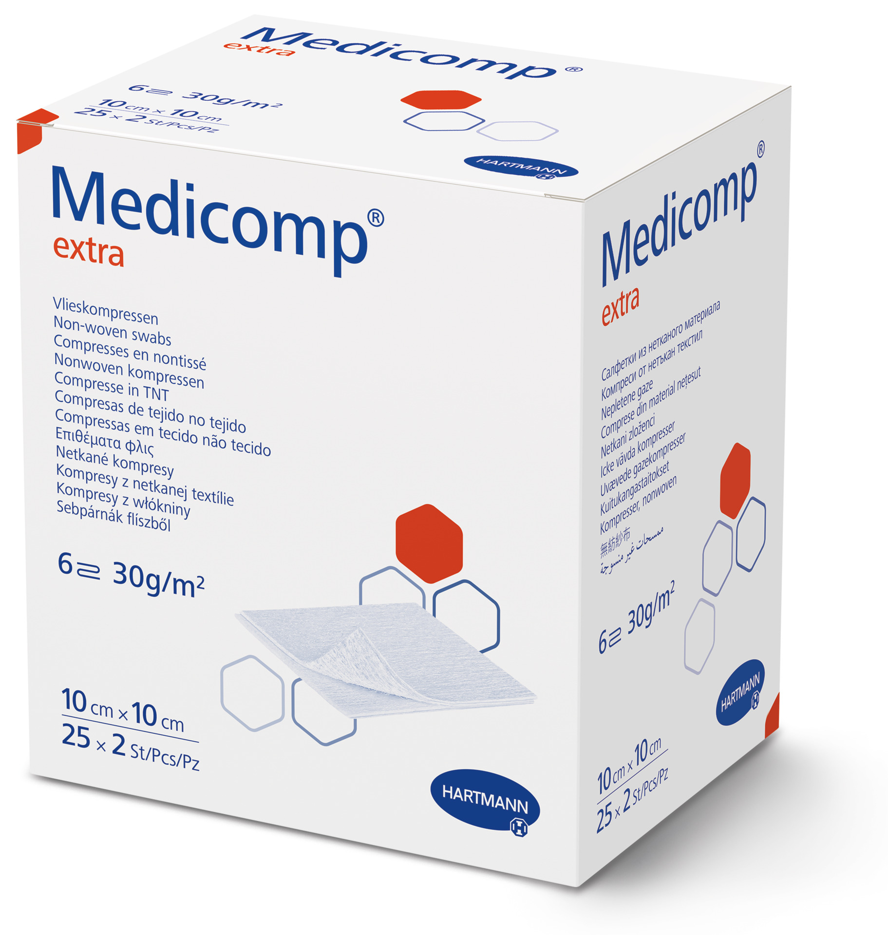 Medicomp Extra - Steril, 25 x 2 Vlieskompressen, sechsfach gelegt extra Saugfähig  (SSB-fähig)