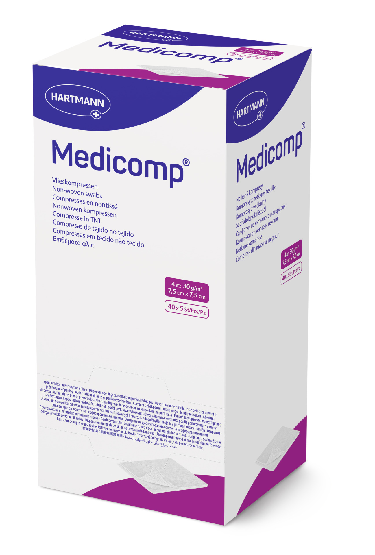 Medicomp steril - 25 x 2 Vlieskompressen vierfach gelegt, kann auseinandergefaltet werden (SSB-fähig)