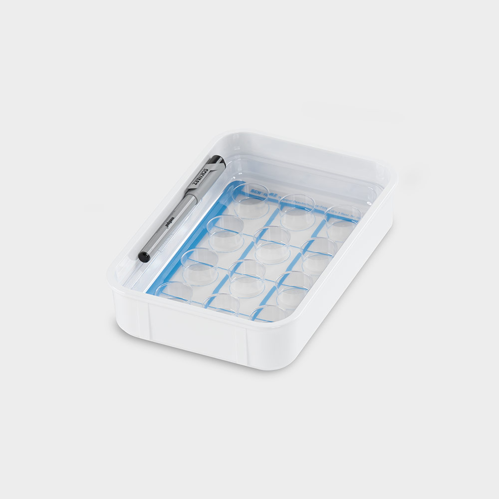 melipul Becher-Tablett - Mit Tablett-Einsatz, Beschriftungsfolie und Folienstift